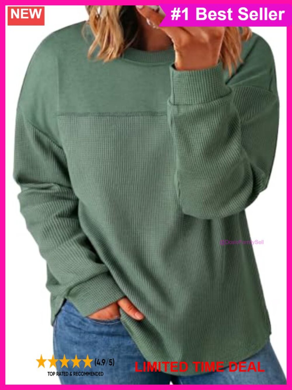 Plus Size Waffle Knit Sweatshirt Crewneck Long Sleeve Pullover